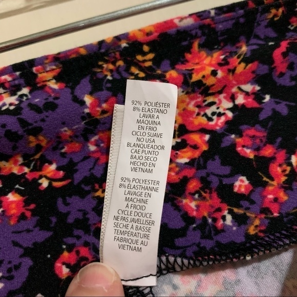 LuLaRoe Soft Knit Casual Purple Multicolor Floral Print Leggings. One Size - Picture 5 of 10